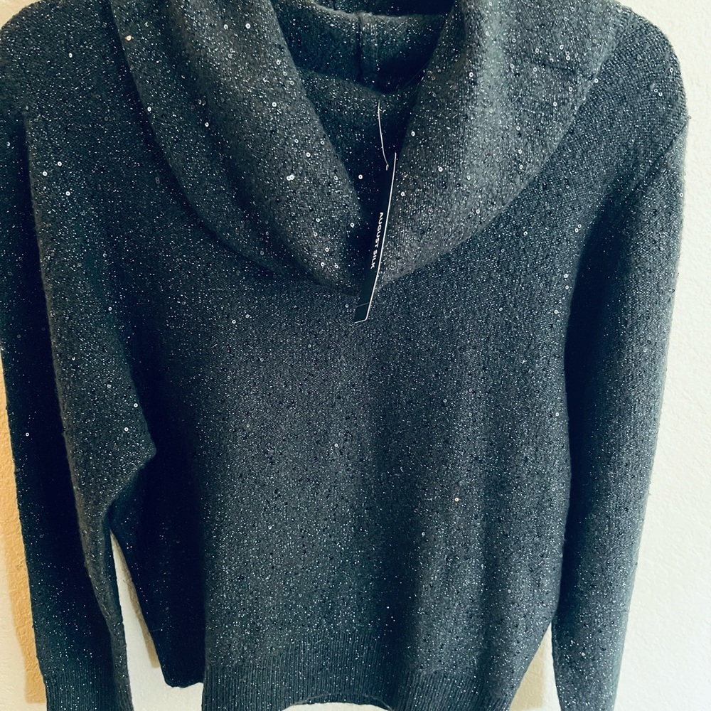 August Silk Black Cowl Neck Sweater